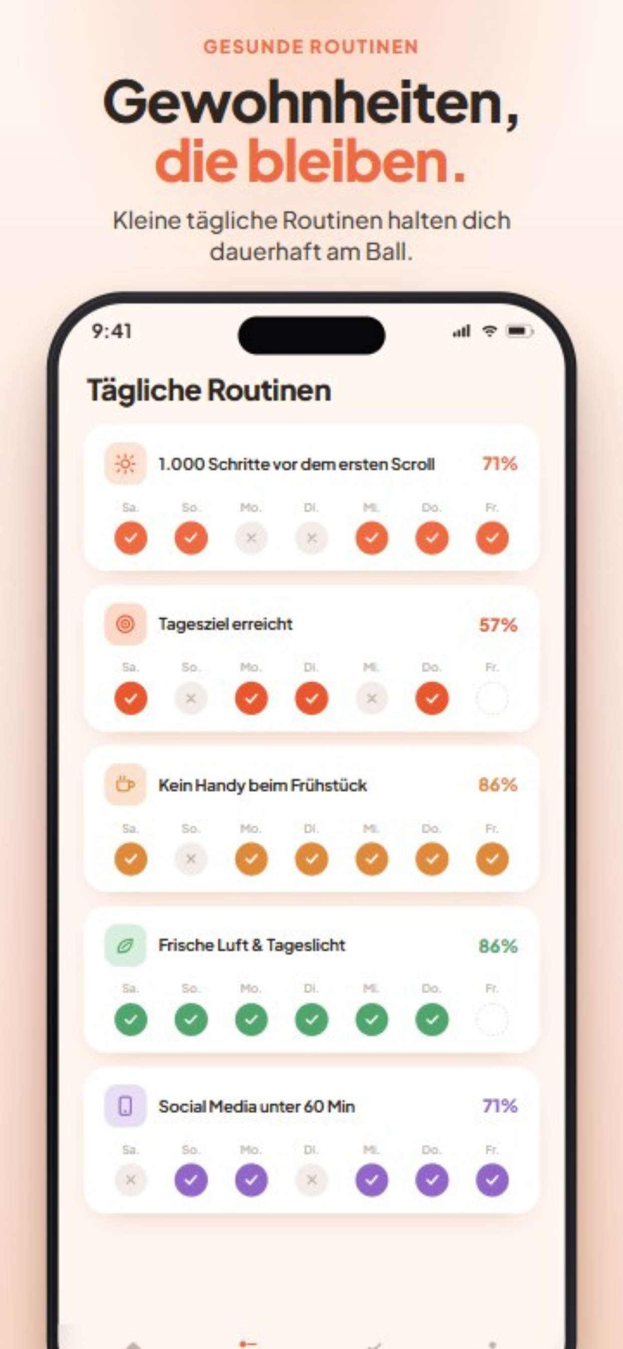 Glowalk: Tägliche Routinen und gesunde Gewohnheiten